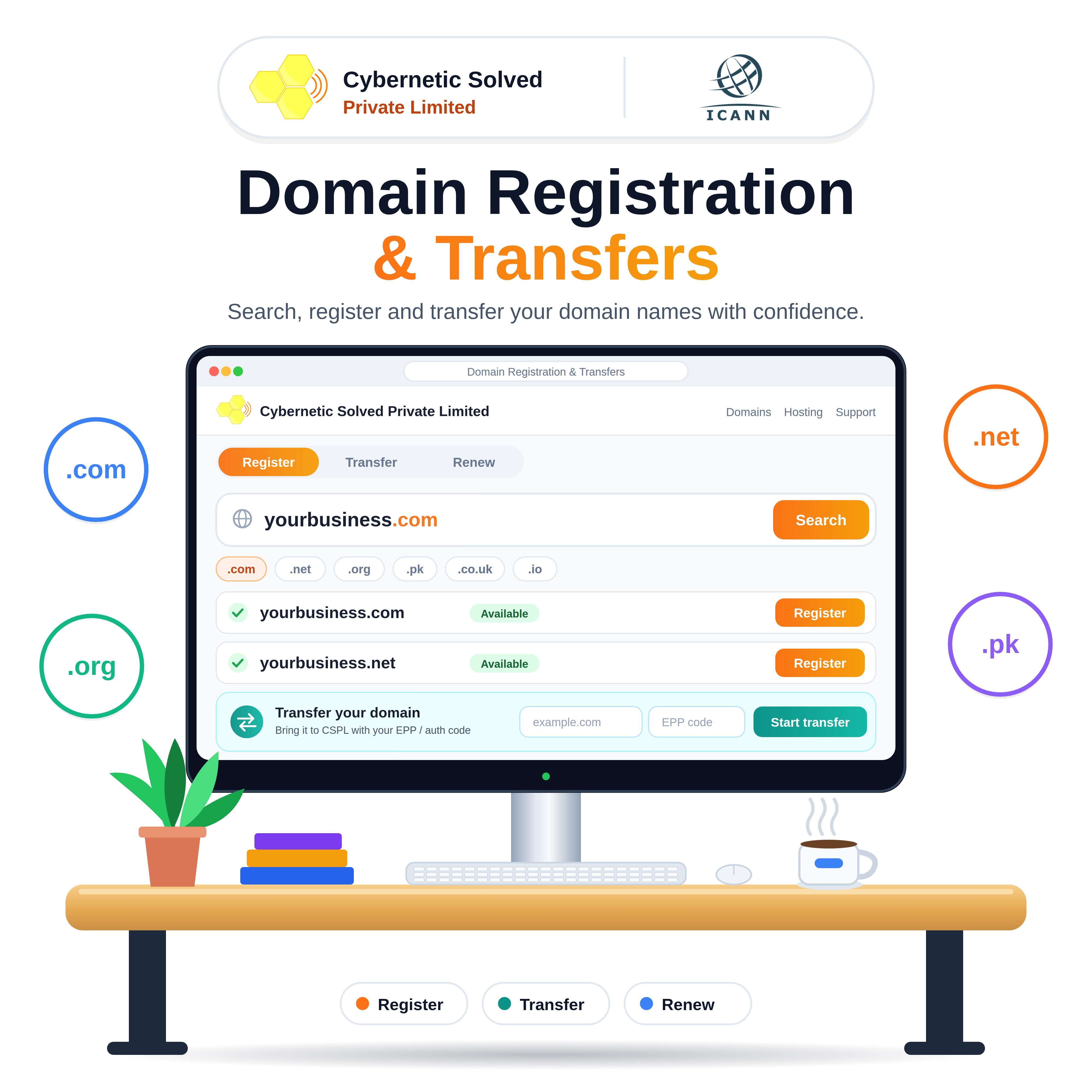 ICANN – accredited domain registrations and transfers